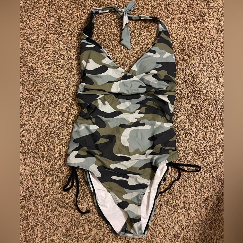 Camouflage one piece swimsuit, never worn